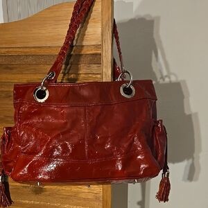 Chic Red Leather Shoulder Bag